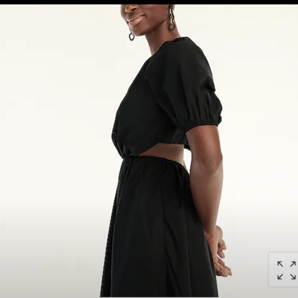 BNWT J Crew Side-cutout cotton poplin black dress BG398 sz 10